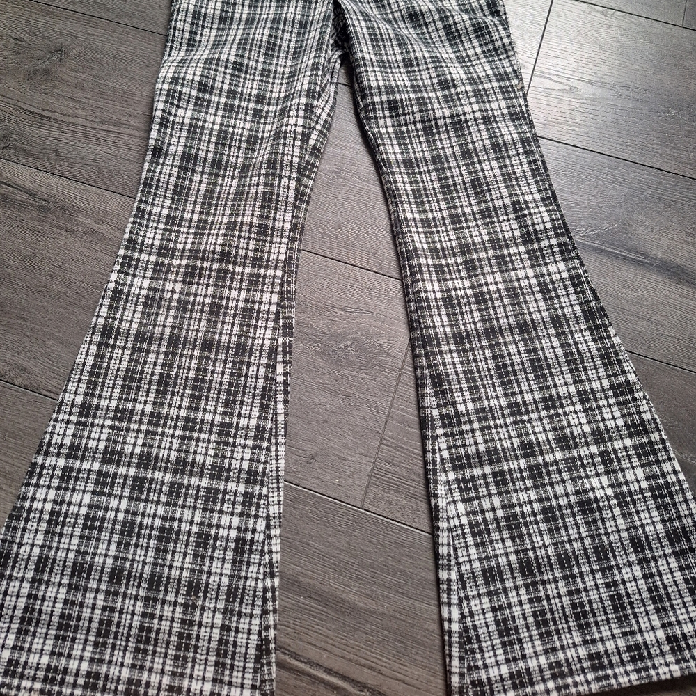 Art Class Black and White Plaid Kids Flare Pants